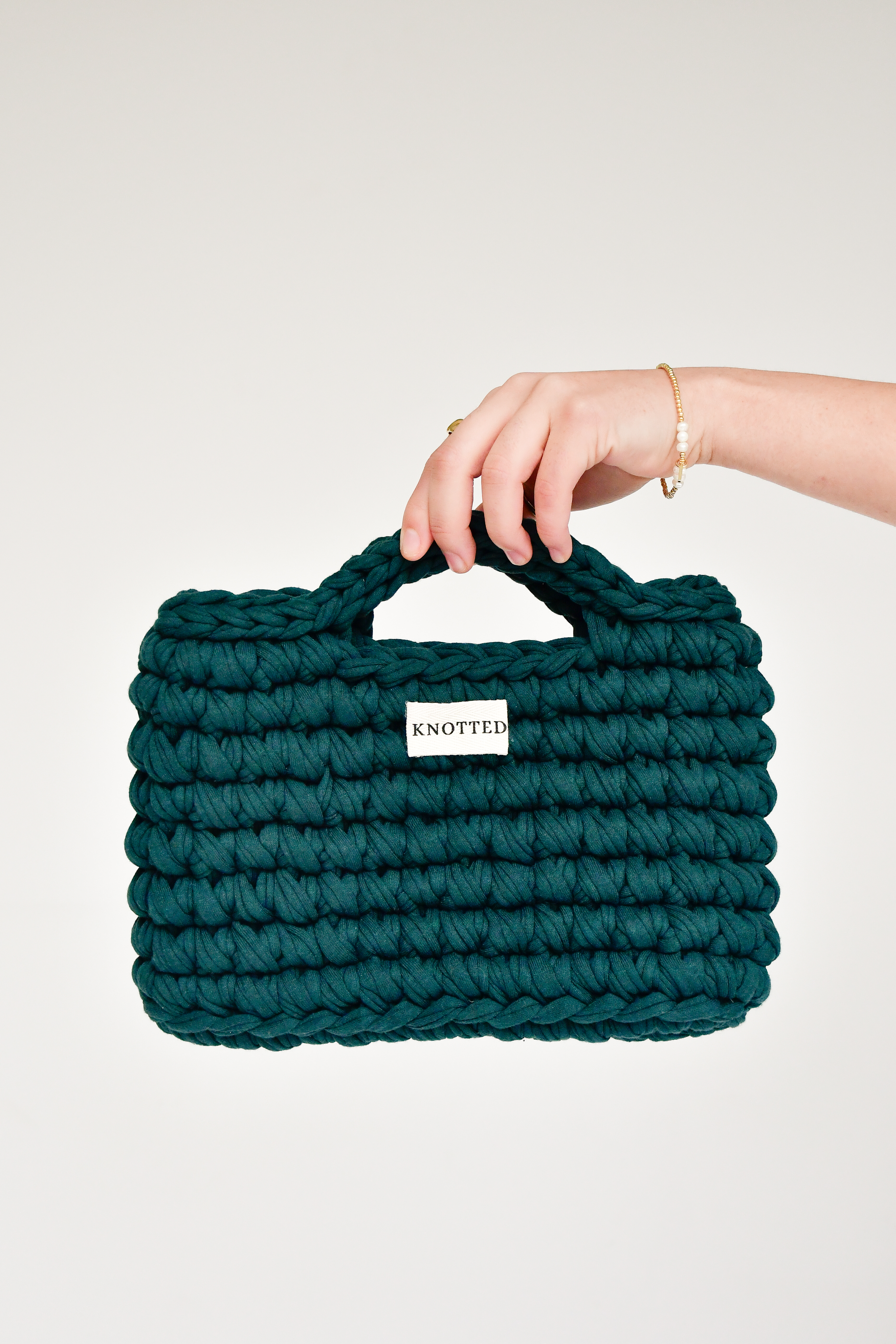 Bolsa de Mano Doble KNOTTED verde botella