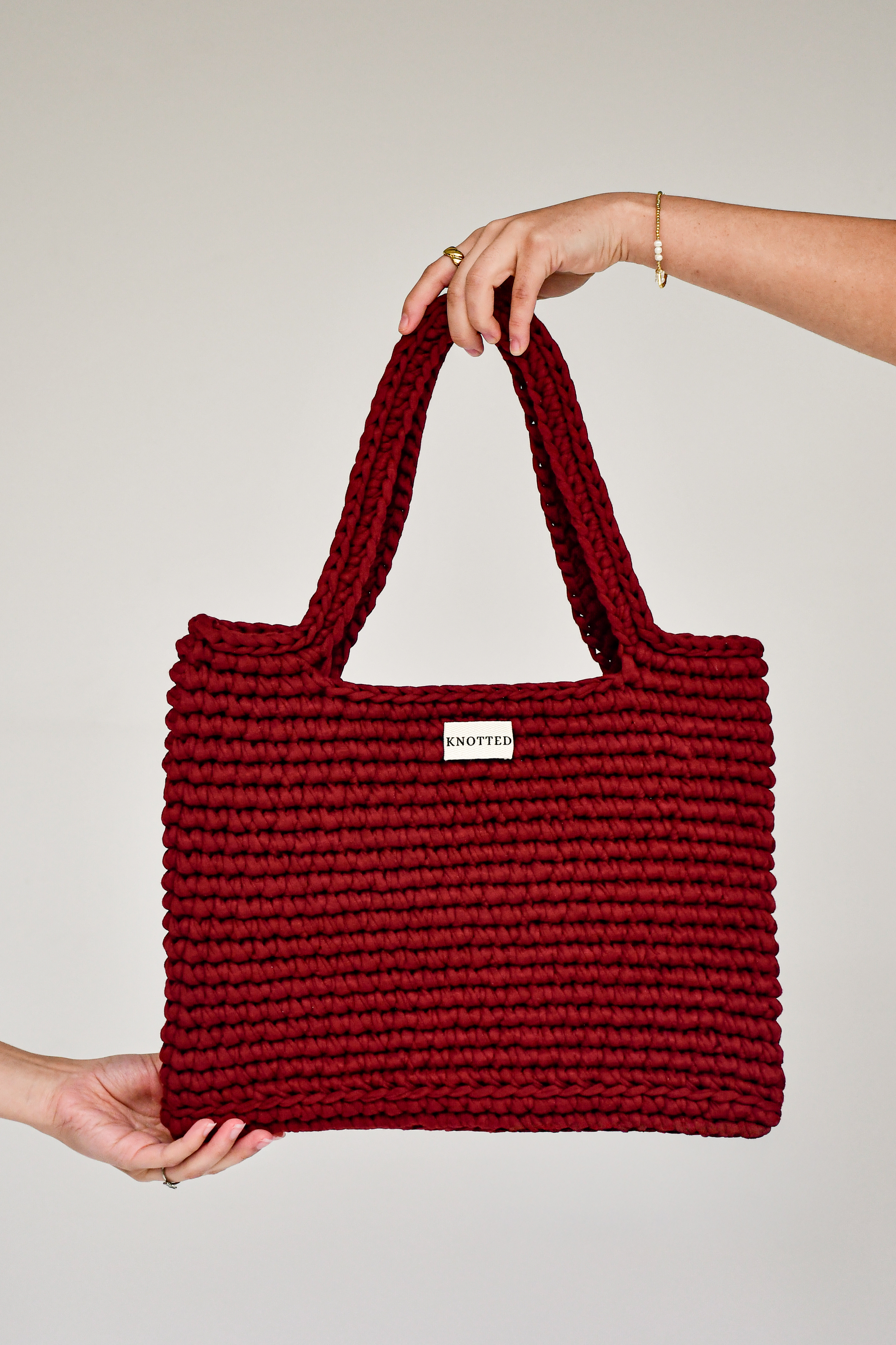 Bolsa Tote Grande KNOTTED borgona